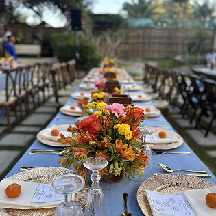 Garden celebration table at Rancho Blanco